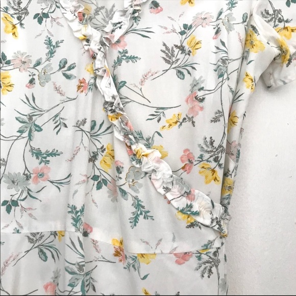 NWT LOFT Tossed Garden Floral Ruffle Wrap Dress 6 - Picture 6 of 9